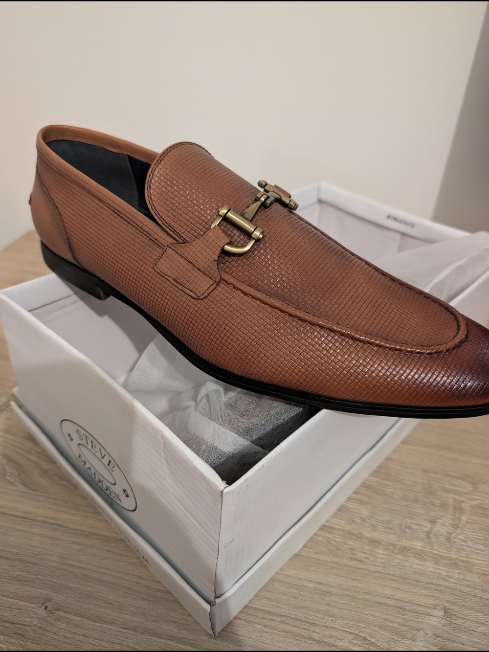 Steve Madden Brown Textured Leather Bit Loafers